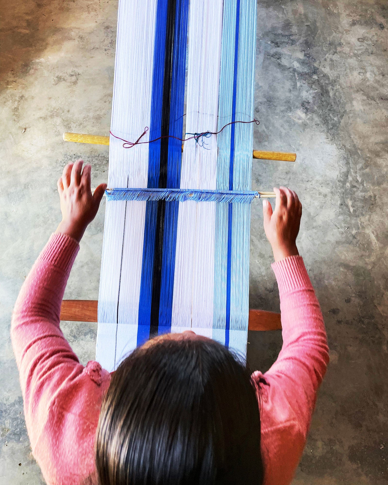 Weaving on a backstrap loom