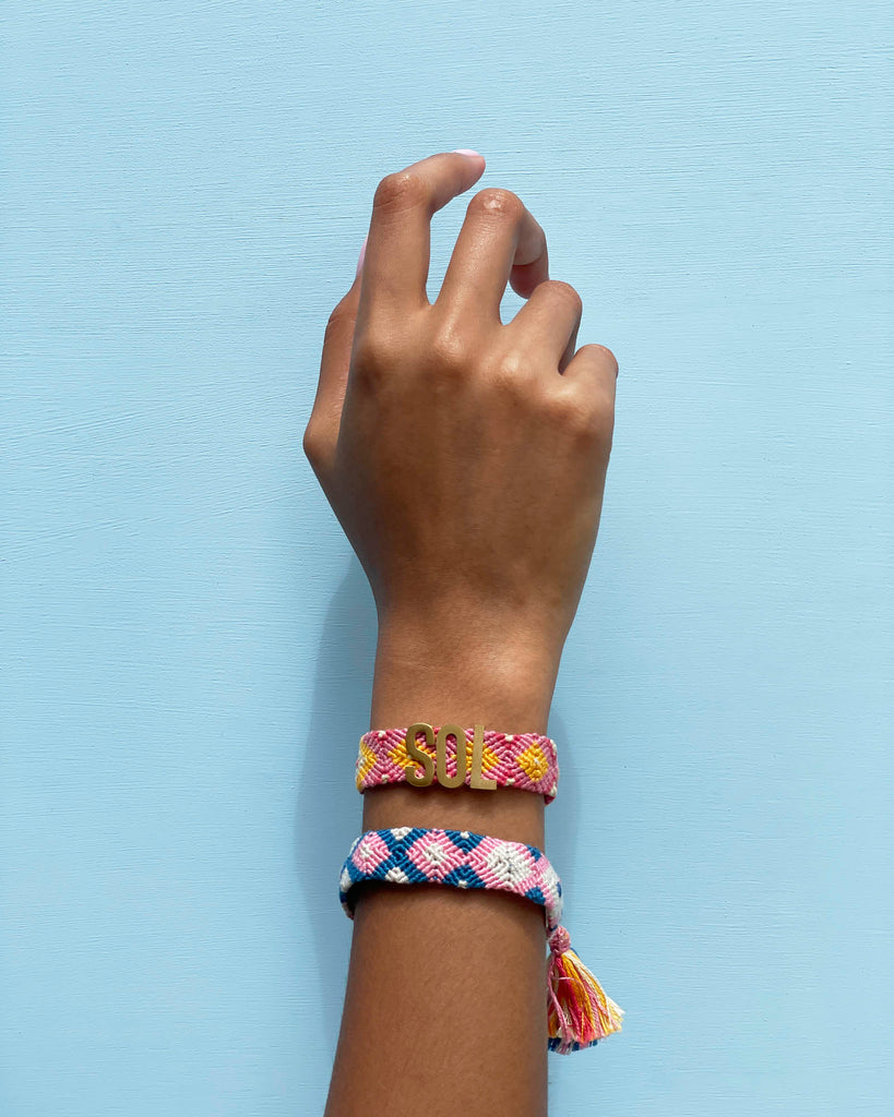 PINK, CREAM & DARK BLUE