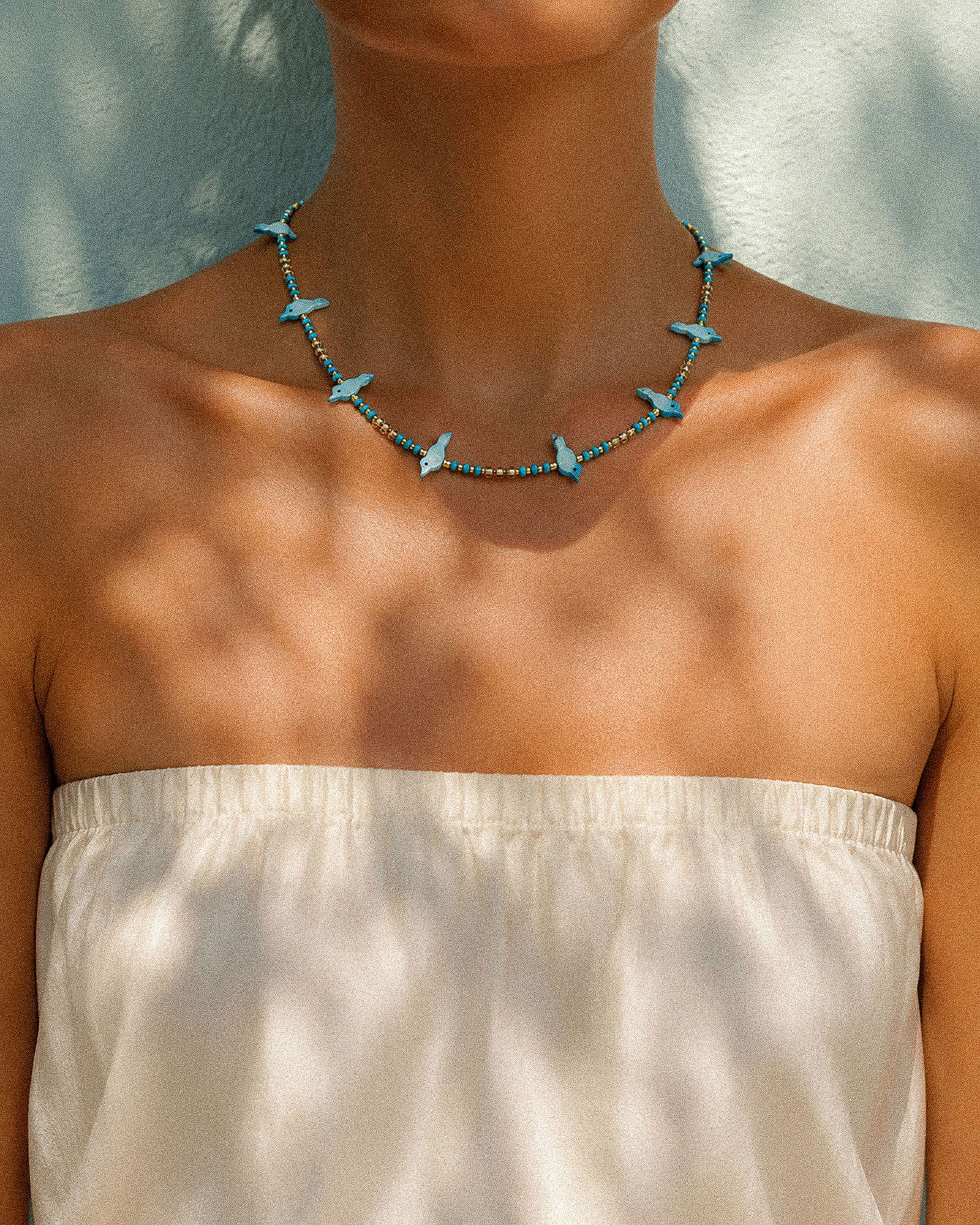 Aqua Birds of Paradise Necklace