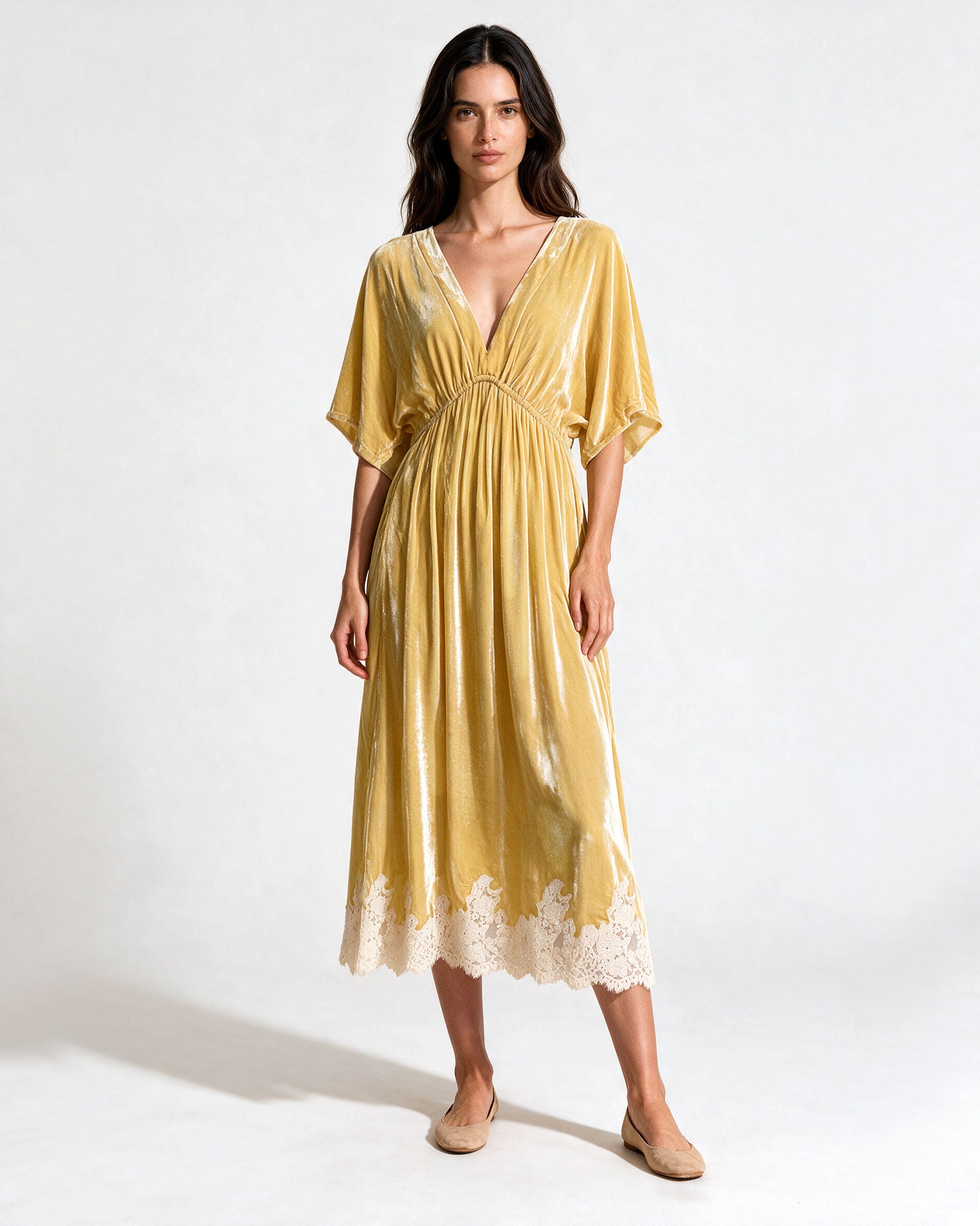 Empire Velvet Dress - Magnolia
